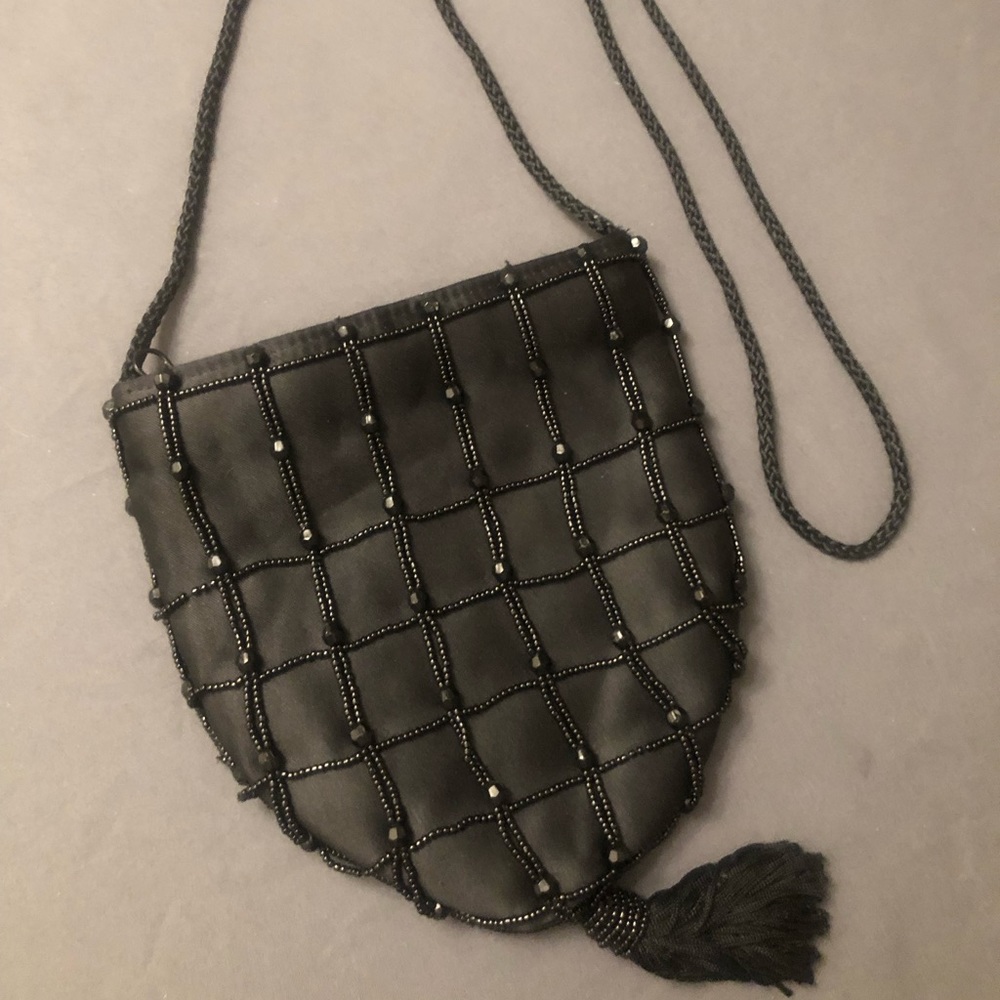 Whiting & Davis International Black Bead Purse Bag